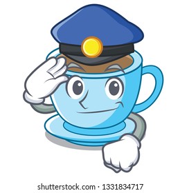 Police cup of delicious cartoon milk tea