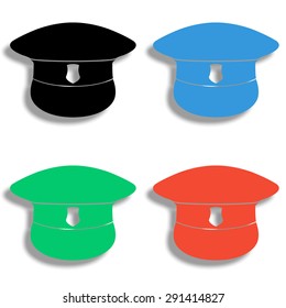 police cup icon with shadow - colored vector set