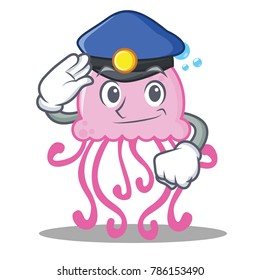 Police cute jellyfish character cartoon