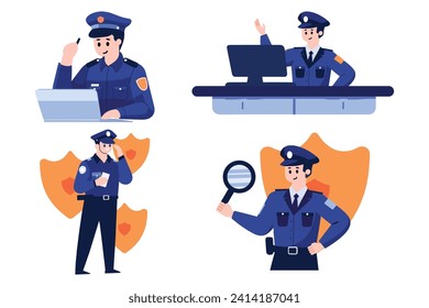 police for cyber crime in flat style collection