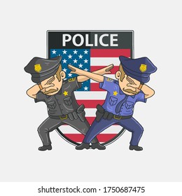 police dabbing with american background