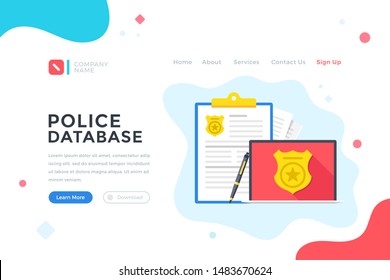 Police database. Modern flat design graphic elements for web banner, landing page template, website. Vector illustration