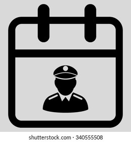 Police Date vector icon. Style is flat symbol, black color, rounded angles, light gray background.