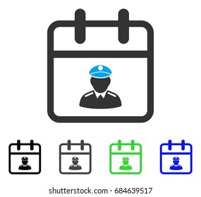 Police Day flat vector pictograph. Colored police day gray, black, blue, green pictogram versions. Flat icon style for application design.