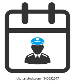 Police Day vector icon. Style is bicolor flat symbol, blue and gray colors, rounded angles, white background.