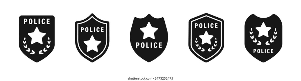 Police department badges. Police, Sheriff, Law Enforcement Badges. Policeman badges collection. Police badge vector icons. EPS 10