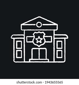 Police department chalk icon. Law enforcement. Protection equipment. Thin line contour symbols. Isolated vector outline illustrations.