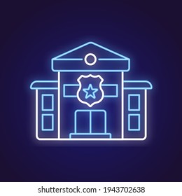 Police department color neon icon. Law enforcement. Protection equipment. Thin line contour symbols. Isolated vector outline illustrations.