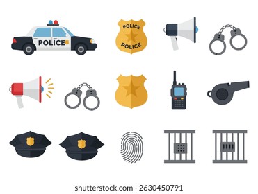 Polizeiabteilung Design Elemente Clip Art Dekoration, Flaches Design, Vektorgrafik