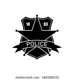 Police Department Logo. Policeman Badge. Isolated Icon. Black Silhouette Of Federal Icon. Vector Illustration