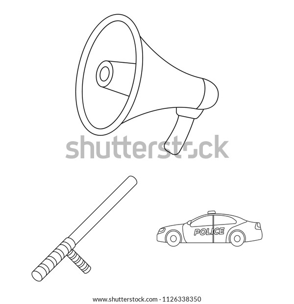 Police,\
Department outline icons in set collection for design.Detective and\
accessories vector symbol stock web\
illustration.