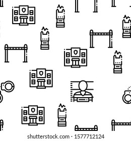 Police Department Seamless Pattern Vector Thin Line. Illustrations