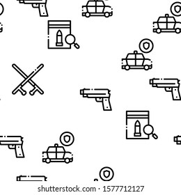Police Department Seamless Pattern Vector Thin Line. Illustrations