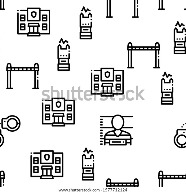 Police Department Seamless Pattern Vector\
Thin Line.\
Illustrations