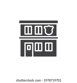 Police department vector icon. filled flat sign for mobile concept and web design. Police station building glyph icon. Symbol, logo illustration. Vector graphics