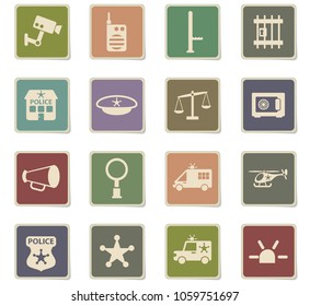 police department vector icons for web and user interface design