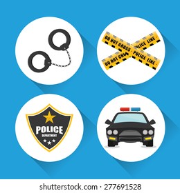 Police design over blue background, vector illustration.