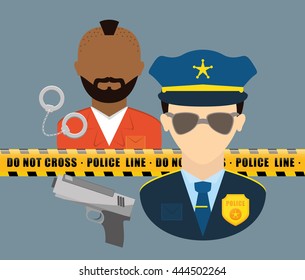 Police design over gray background, vector illustration.