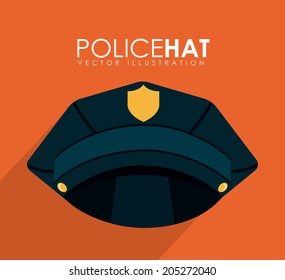 Police design over orange background, vector illustration