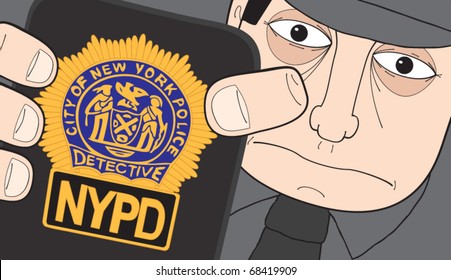 The Police Detective Shows The Badge [vector]