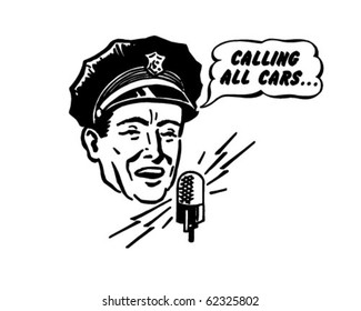 Police Dispatcher - Retro Clipart Illustration