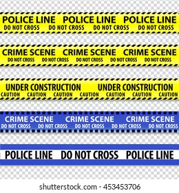 Police, do not enter, under construction caution tapes. Vector illustration.