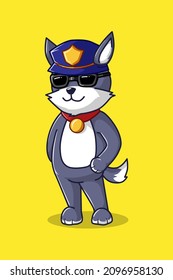 Police dog cartoon art illustration