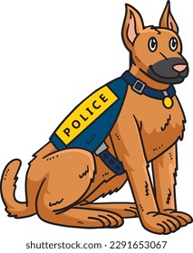 Police Dog Cartoon Colored Clipart Illustration