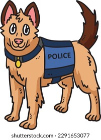 Police Dog Cartoon Colored Clipart Illustration