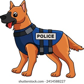 Police Dog Cartoon Colored Clipart Illustration