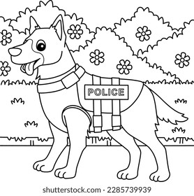 Police Dog Coloring Page for Kids