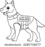 Police Dog Isolated Coloring Page for Kids