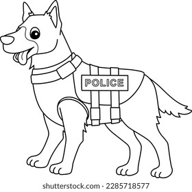 Police Dog Isolated Coloring Page for Kids