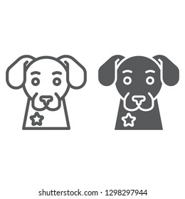 Police dog line and glyph icon, guard and pet, animal sign, vector graphics, a linear pattern on a white background.