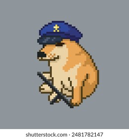 Police dog, pixel art meme