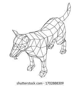 Police Dog polygonal lines illustration. Abstract vector dog on the white background