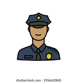 police doodle icon, vector illustration