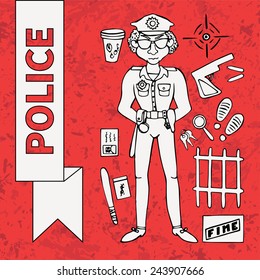 Police Doodle Set (12 items)