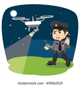 police with drone patrolling at night