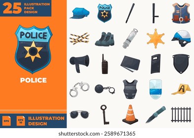 Police Editable Illustration Pack Design