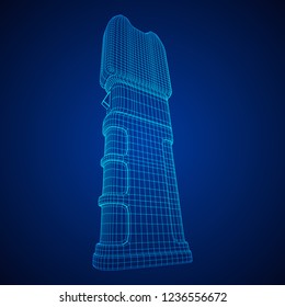 Police electro shocker taser stun gun. Wireframe low poly mesh vector illustration