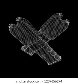 Police electro shocker taser stun gun. Wireframe low poly mesh vector illustration