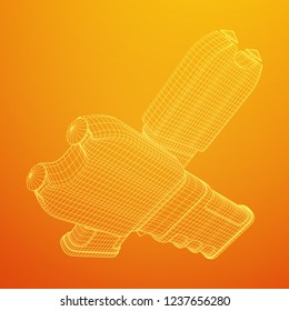 Police electro shocker taser stun gun. Wireframe low poly mesh vector illustration