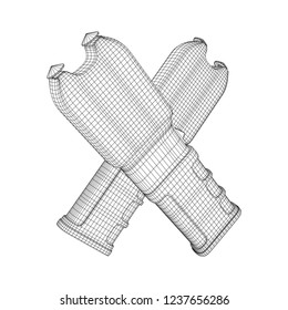 Police electro shocker taser stun gun. Wireframe low poly mesh vector illustration