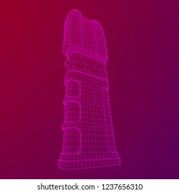 Police electro shocker taser stun gun. Wireframe low poly mesh vector illustration