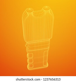 Police electro shocker taser stun gun. Wireframe low poly mesh vector illustration