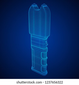 Police electro shocker taser stun gun. Wireframe low poly mesh vector illustration