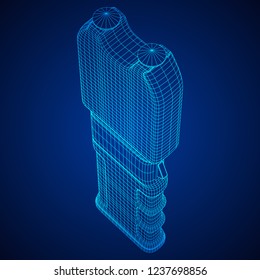 Police electro shocker taser stun gun. Wireframe low poly mesh vector illustration