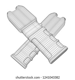 Police electro shocker taser stun gun. Wireframe low poly mesh vector illustration