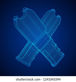 Police electro shocker taser stun gun. Wireframe low poly mesh vector illustration